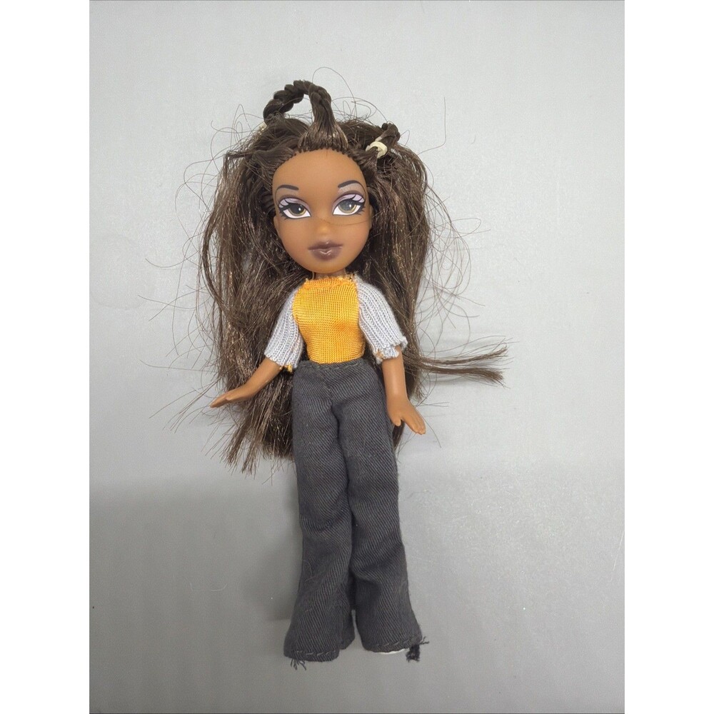 2002 Bratz Sasha Doll - Micro Doll Lavender Top Gray Pants Gold Shoes